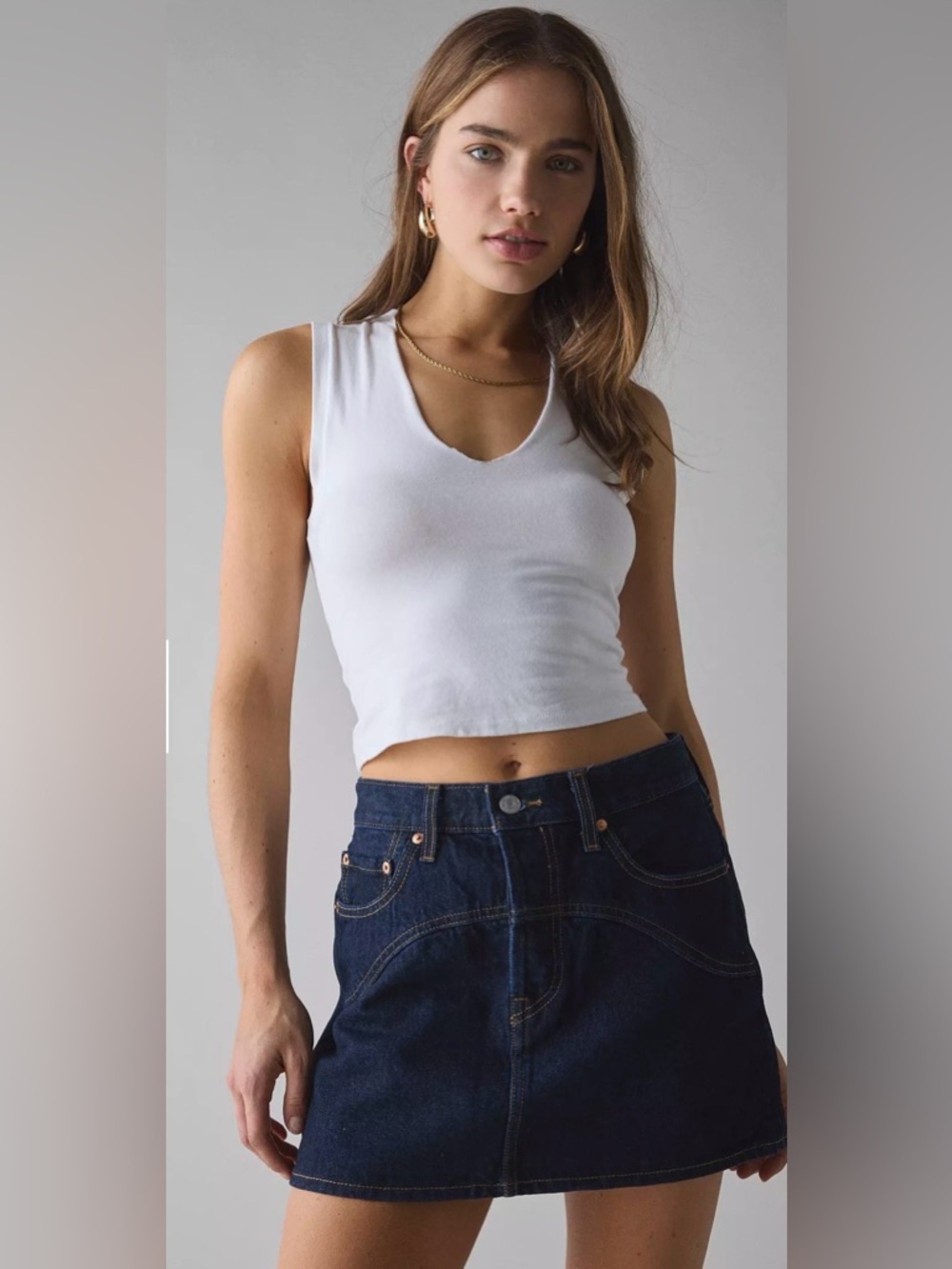 Levi’s Icon Denim Mini Skirt NWT Dark Wash Button Fly Size 32